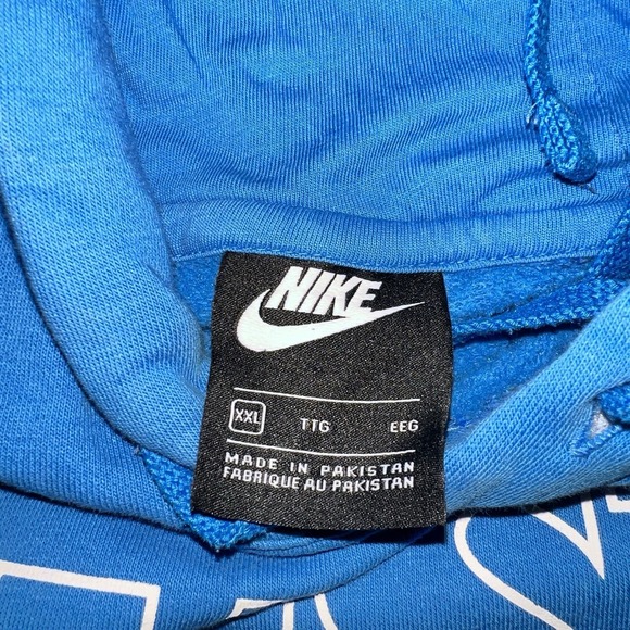 Nike Hoodie XXL Blue Just Do It Fleece Hooded Pullover Sweatshirt - Picture 3 of 6